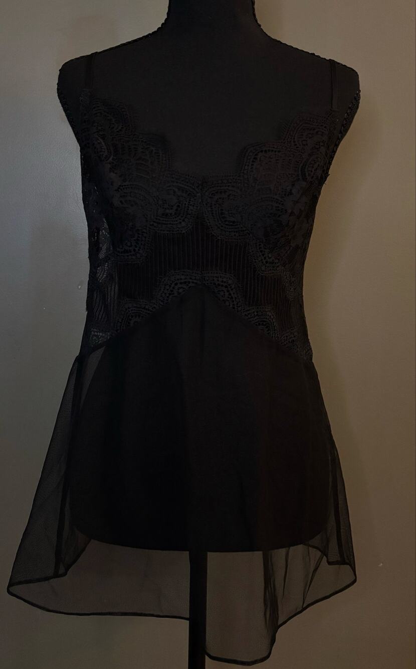 Victoria’s Secret Black Sheer Eyelash Lace Mesh Babydoll cami